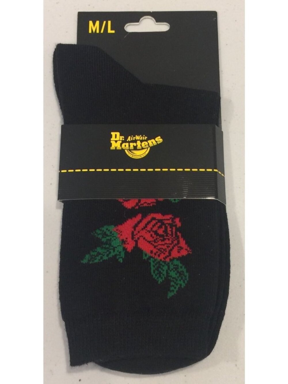 Dr Martens Airwair Ladies M/L 9-14 Rose Accent Vonda Short Sock Black Red